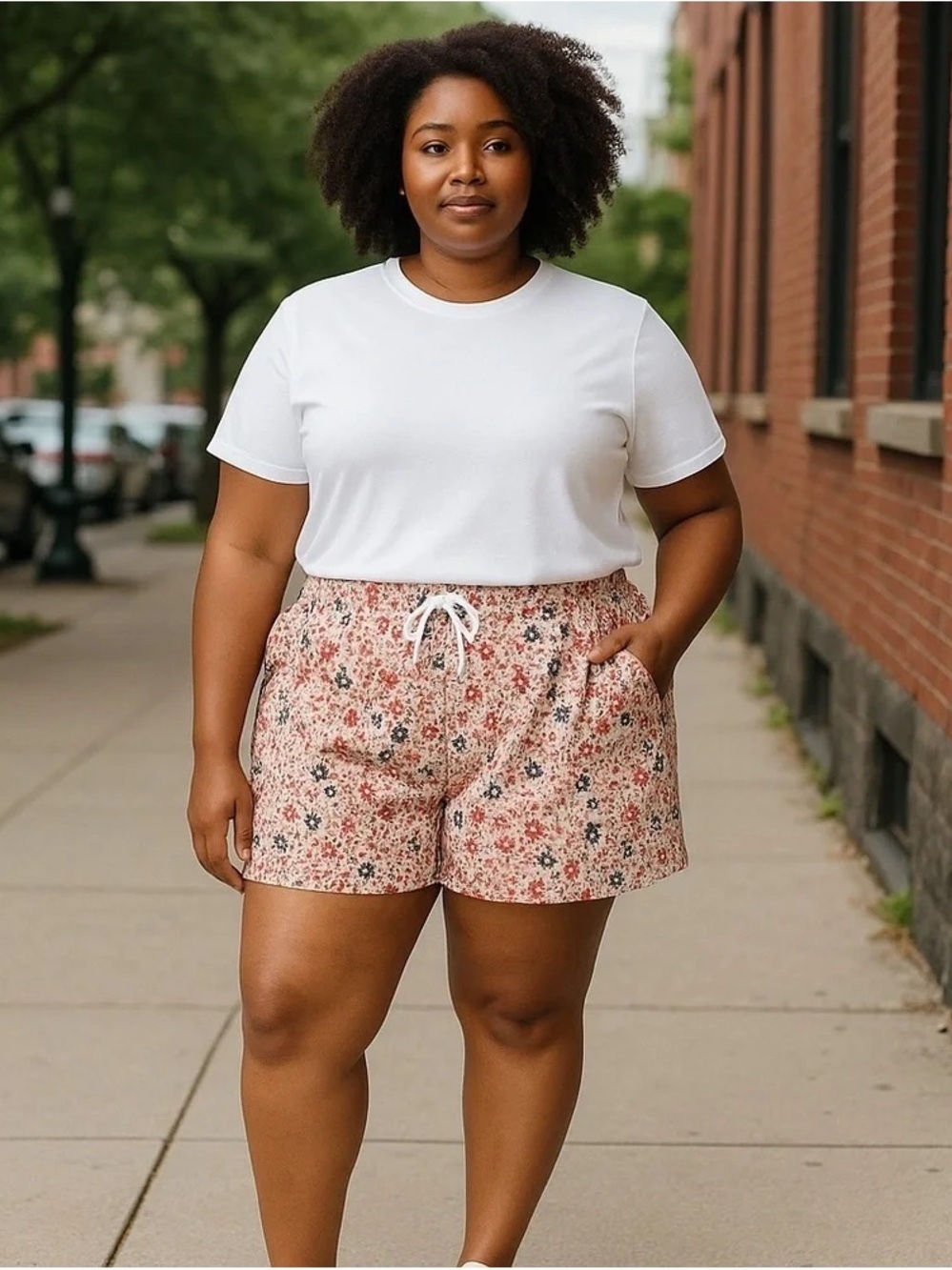 Cato | Plus Size Floral Bloom Linen Shorts